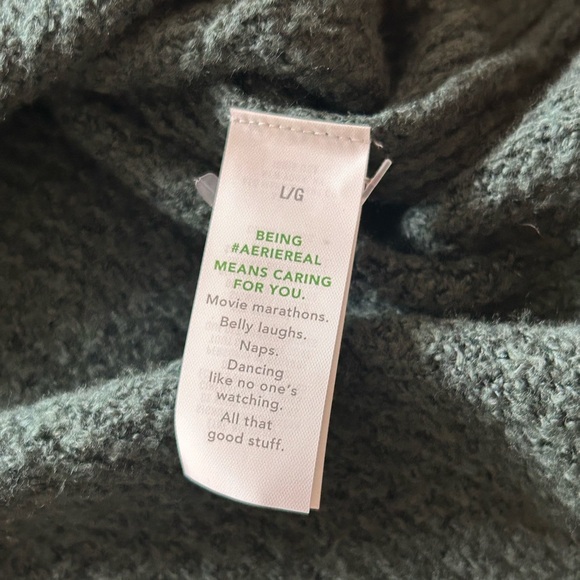 Aerie Black cozy Up Waffle Knit Oversized Henley Sweater Large - Picture 7 of 7